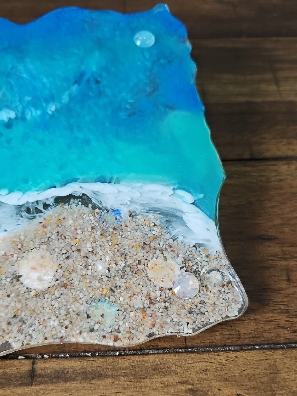 Ocean Wave Resin Beach Tray with Shell Accents - Picture 6 of 7